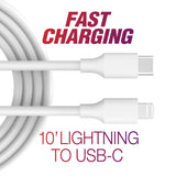 10' Lightning to USB-C Fast Cable | White