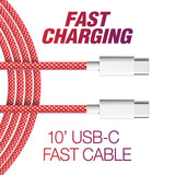 10' USB-C Fast Braided Cable | Red