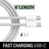 6' USB-C Fast Braided Cable | Silver
