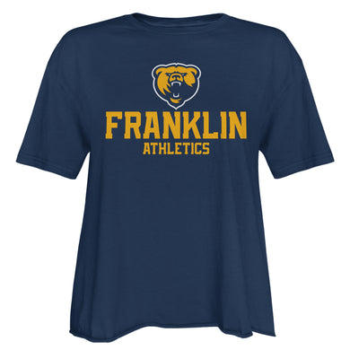 Ladies Short Sleeve Cutoff Cotton Tee | Navy