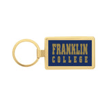 Silver Maverick Rectangular Key Tag | Navy