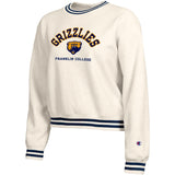 Women's Reverse Weave Yarn Dye Rib Crew | Chalky White/Navy